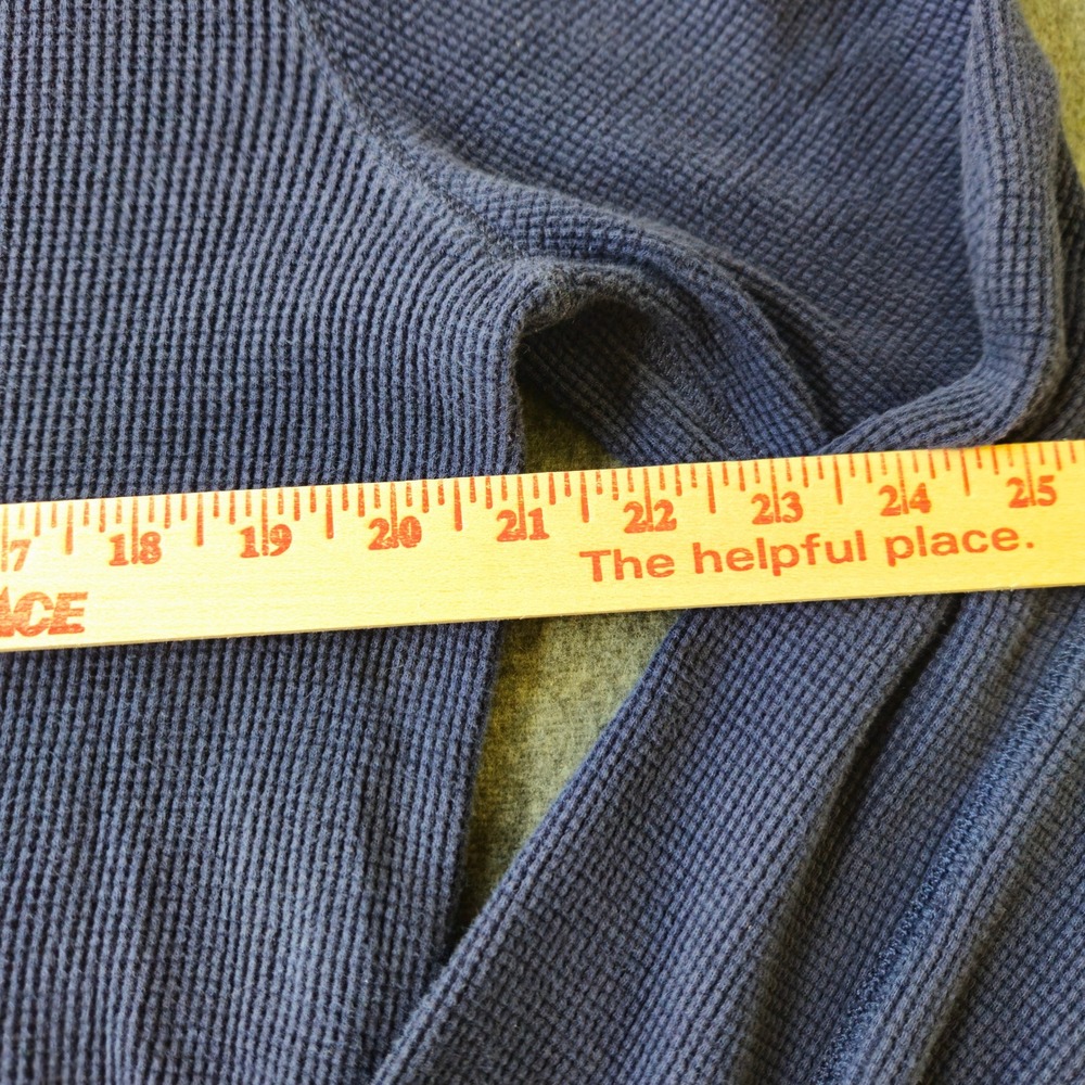 POLO RALPH LAUREN Washed Navy Waffle Knit Thermal Hoodie L Red Pony Preppy - Picture 5 of 9